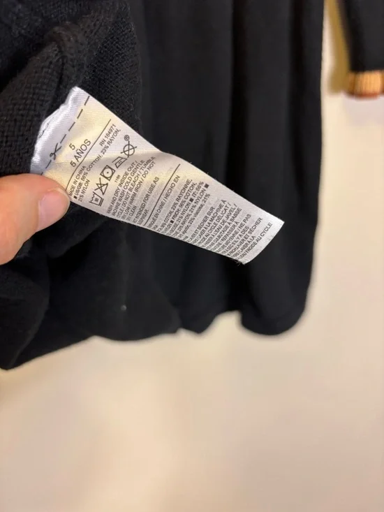 Janie and Jack Black Collared Long Sleeve Dress with Rust and Cream Floral Yoke - Picture 6 of 6